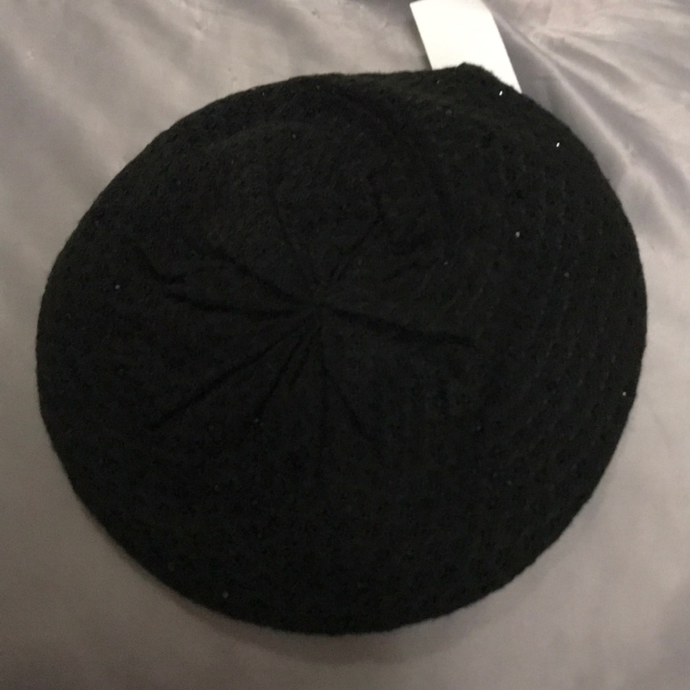 Black boho beanie with black rhinestones